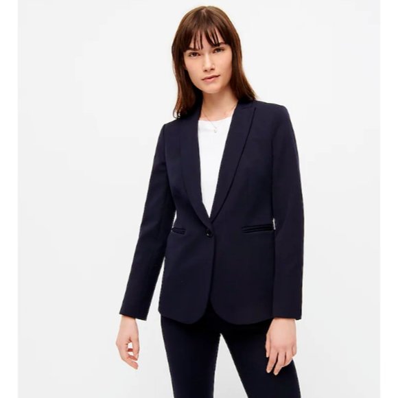J.Crew $178 Parke Blazer Bi-Stretch Cotton Navy Size 6 H5513